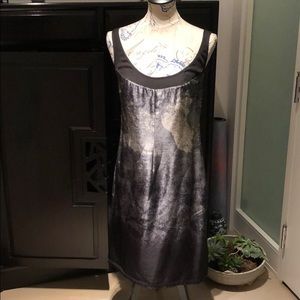 Patterned silk tank dress.  “Black Gold” line